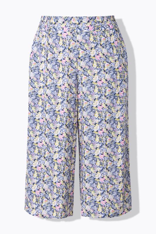 Jupe-culotte jambe large et taille élastique, imprimé all-over