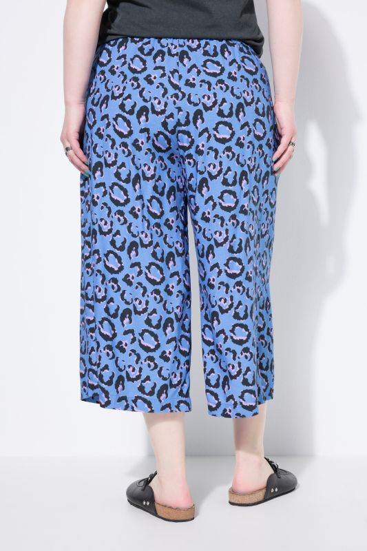 Jupe-culotte jambe large et taille élastique, imprimé léopard