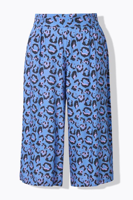 Jupe-culotte jambe large et taille élastique, imprimé léopard