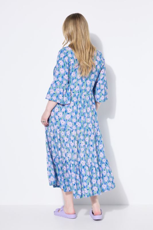 Robe maxi à volants, imprimé à fleurs