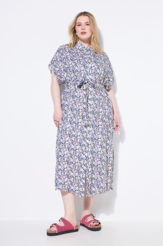 Robe chemisier, longueur maxi, imprimé à fleurs