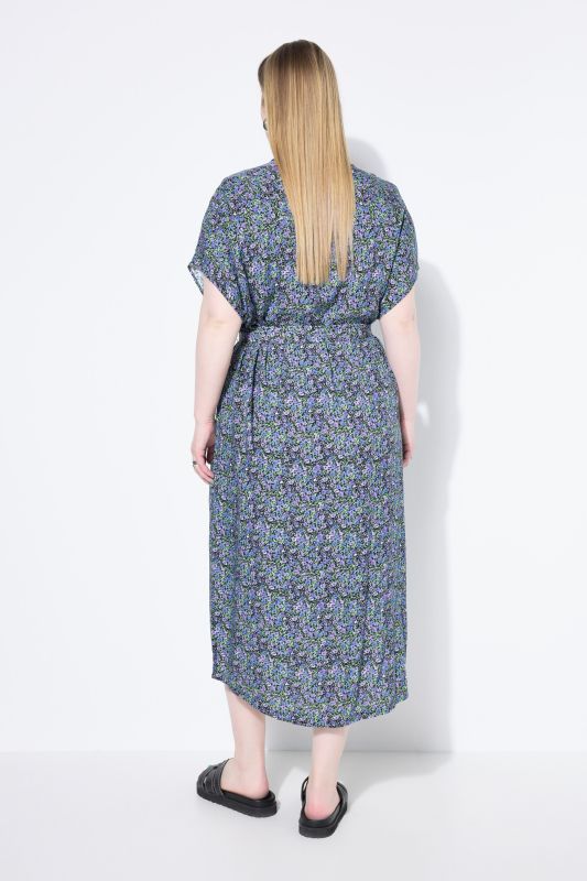 Robe chemisier, longueur maxi, imprimé à fleurs