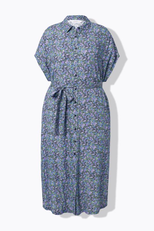 Robe chemisier, longueur maxi, imprimé à fleurs