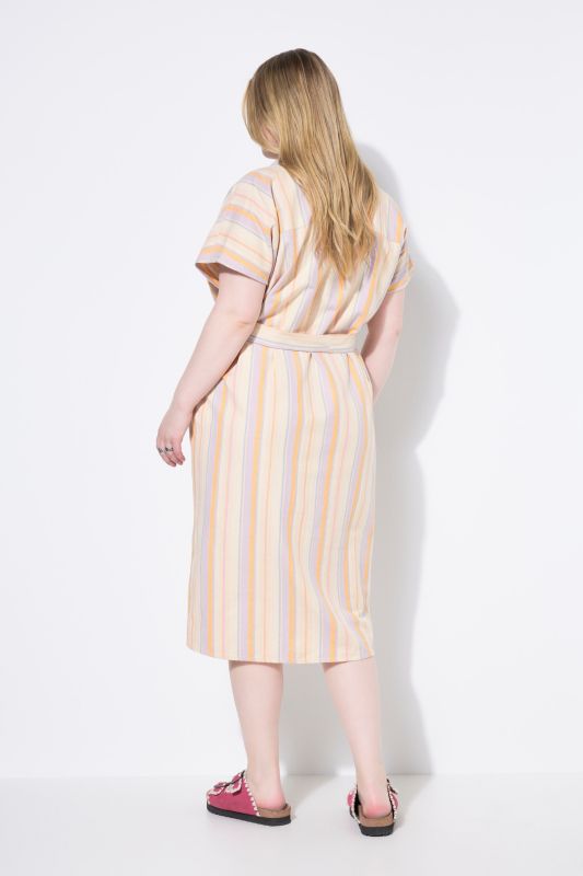 Robe-chemisier rayée, longueur midi