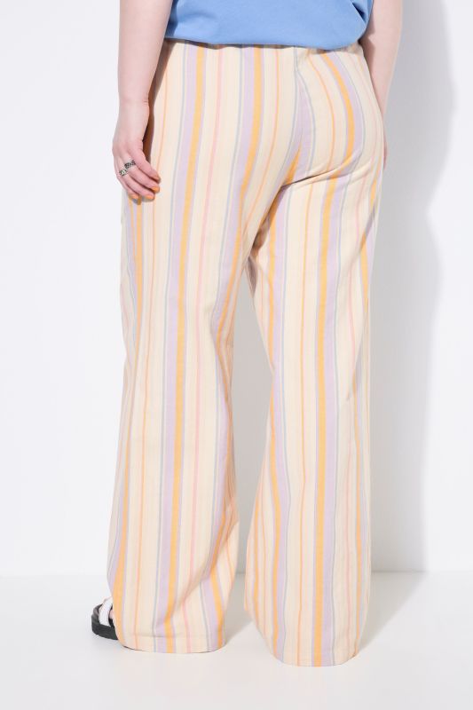 Pantalon rayé, coupe Wide Legs et ruban fantaisie