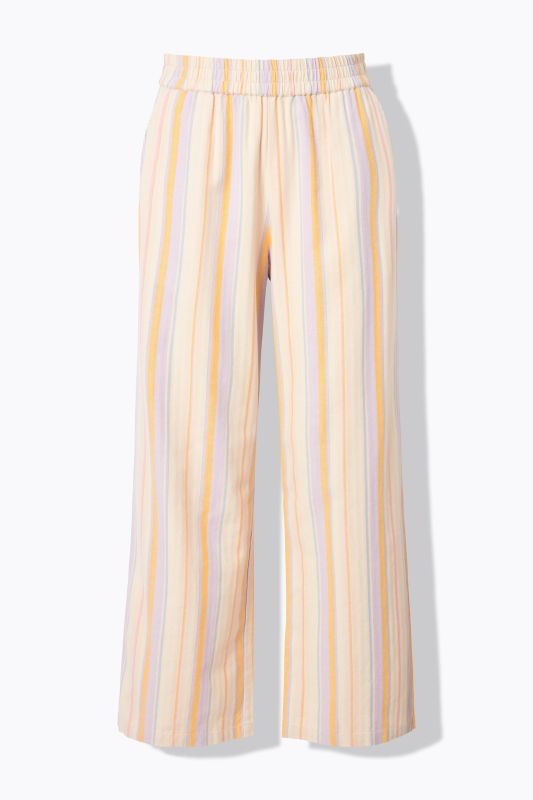 Pantalon rayé, coupe Wide Legs et ruban fantaisie