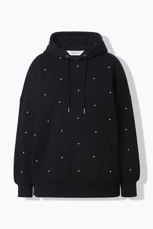 Sweat-shirt à capuche oversize, perles fantaisie