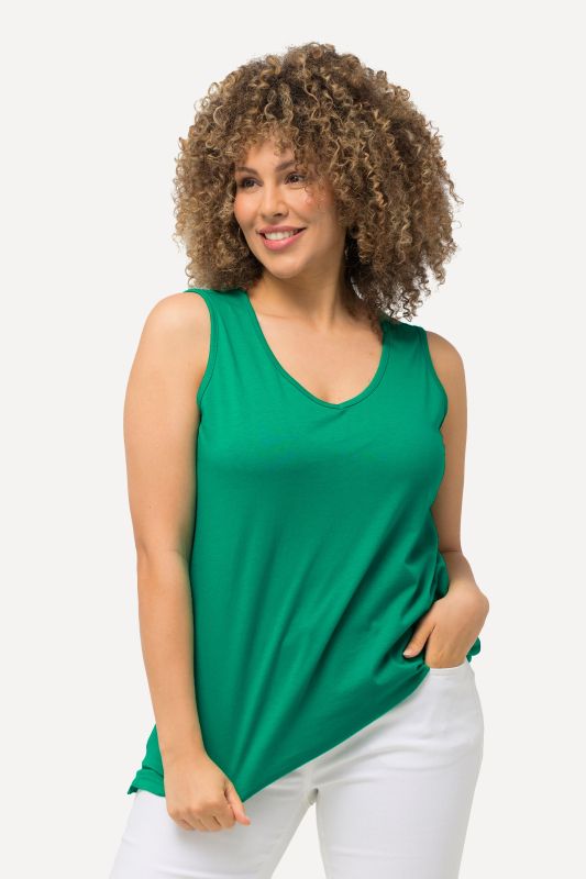 Débardeur en pur coton, col en V, coupe Classic Fit