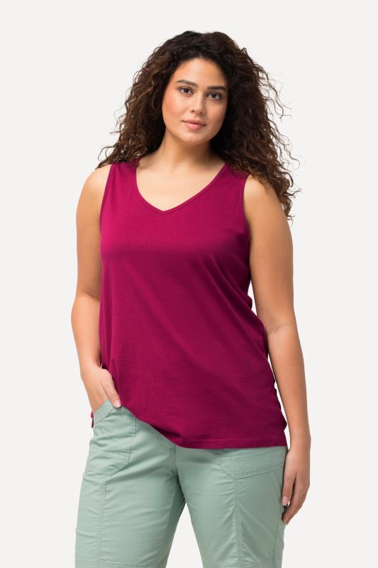 Débardeur en pur coton, col en V, coupe Classic Fit