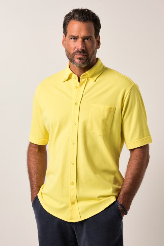 Chemise en maille piquée coupe Modern, avec technologie FLEXNAMIC®, manches courtes et col à pointes boutonnées