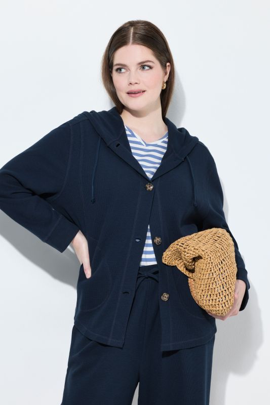 Veste à capuche en molleton de coton bio, texture gaufrée