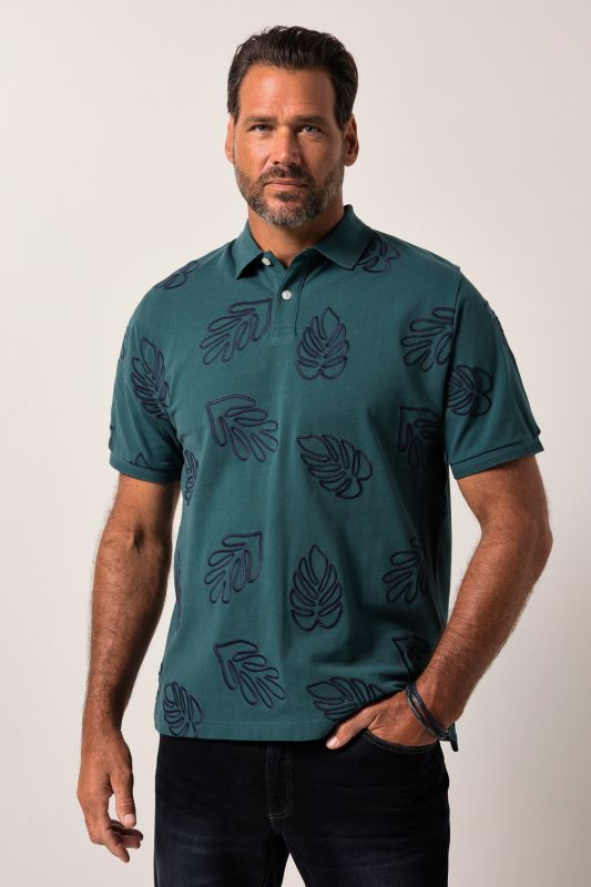 Polo JP 1880 à manches courtes, tissu piqué, motif brodé - jusqu'au 8 XL