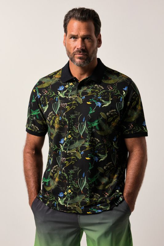 Polo JP 1880 FLEXNAMIC®, manches courtes et imprimé all-over - jusqu'au 8 XL