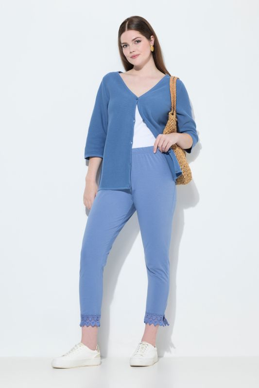 Leggings 7/8, lot de 2, ourlet en dentelle, coton bio