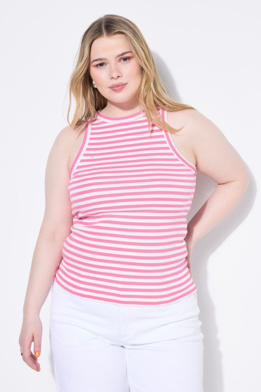 Débardeur coupe Slim Shape, jersey côtelé à rayures