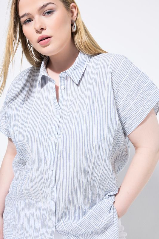 Blouse oversize, tissu texturé à rayures