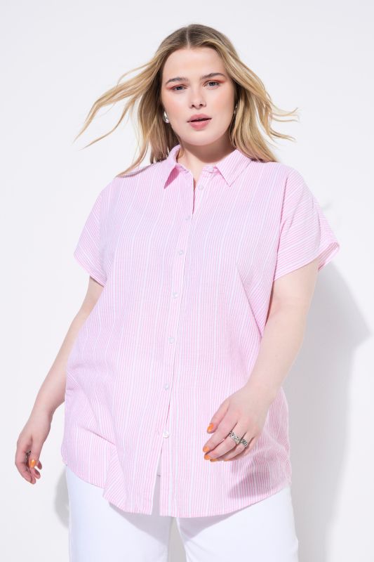 Blouse oversize, tissu texturé à rayures