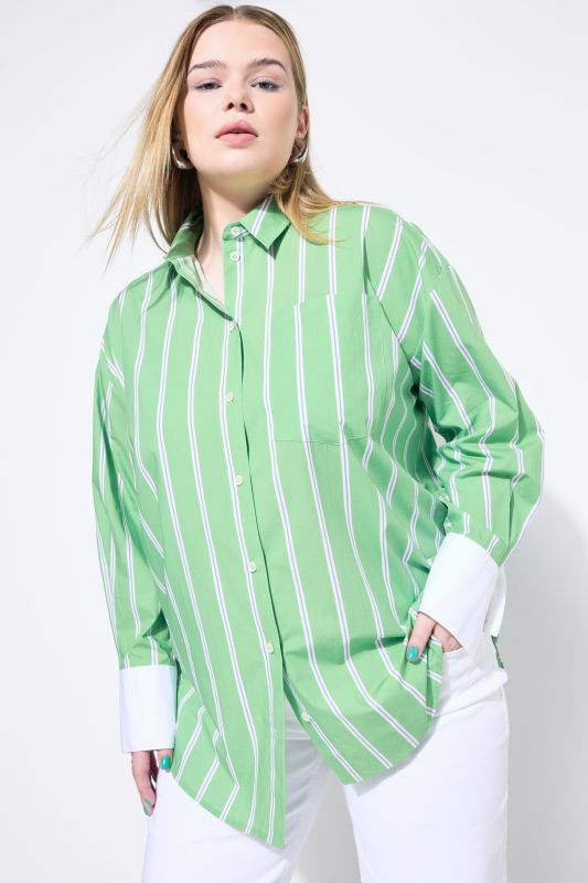 Chemisier rayé oversize, manches longues
