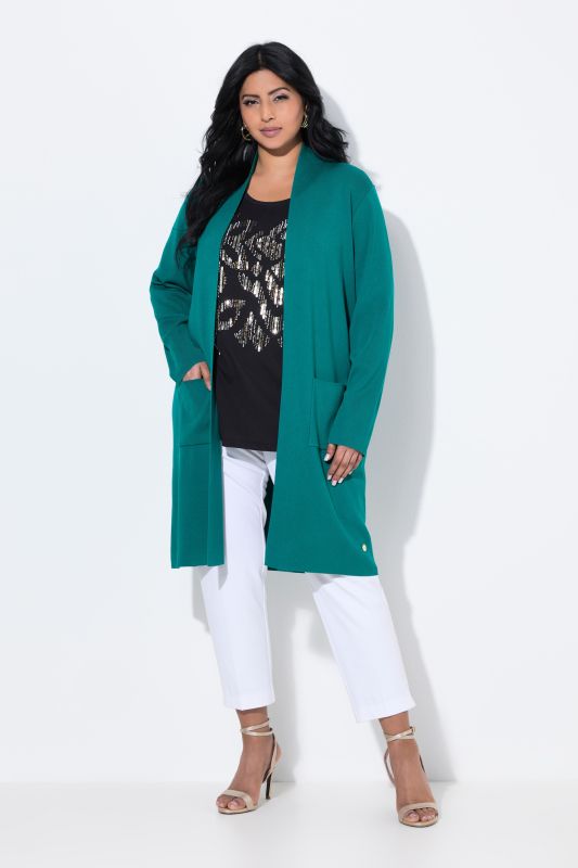 Cardigan coupe ouverte et longue, en maille fine et douce