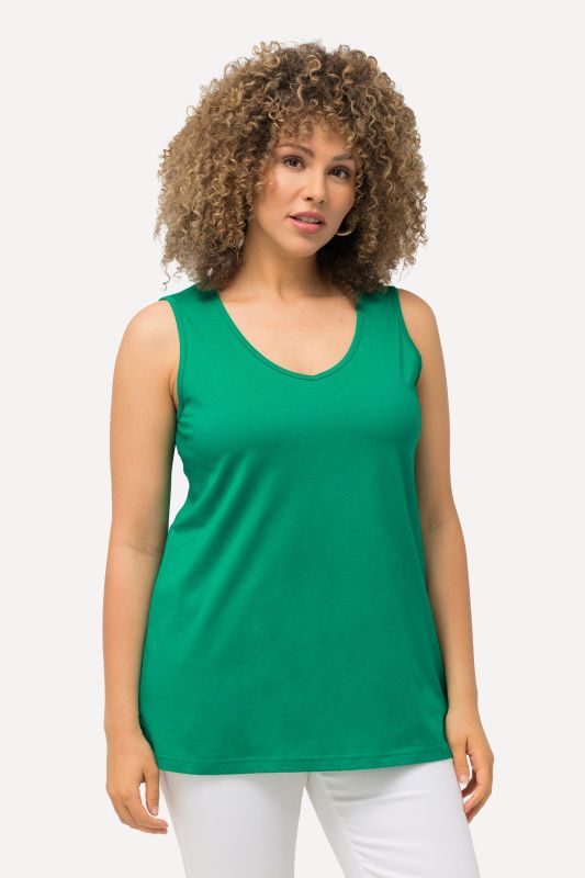 Débardeur en pur coton, col en V, coupe Classic Fit