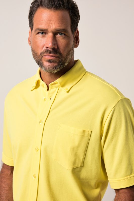 Chemise en maille piquée coupe Modern, avec technologie FLEXNAMIC®, manches courtes et col à pointes boutonnées