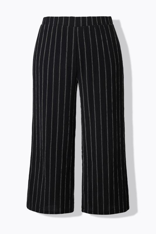 Pantalon à enfiler à tissu texturé, taille élastique et jambe large