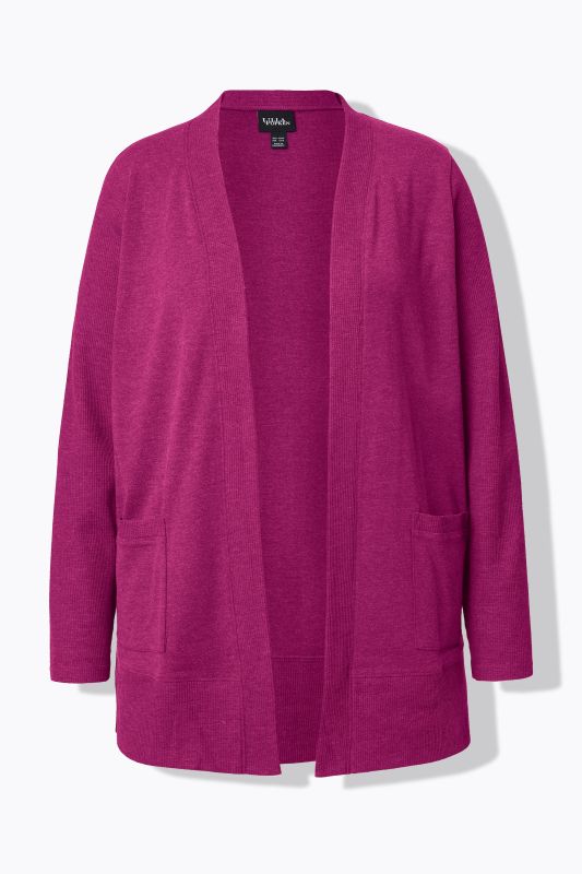 Veste en molleton, texture gaufrée. Coupe ouverte, manches longues.