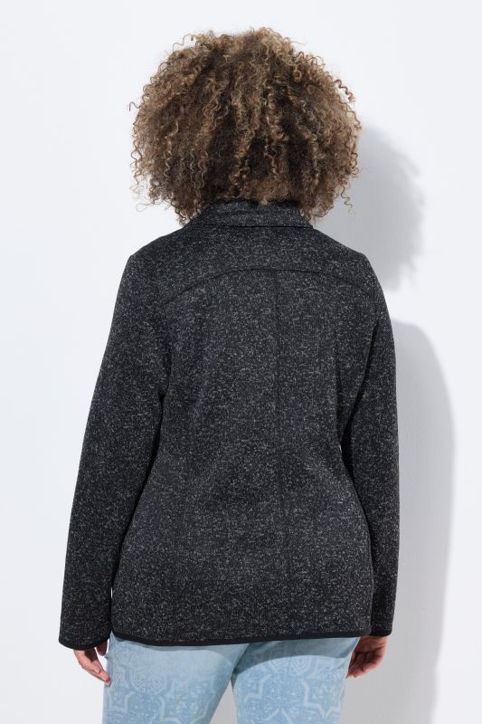 Veste en maille polaire, motif losantes, col montant et poches zippées