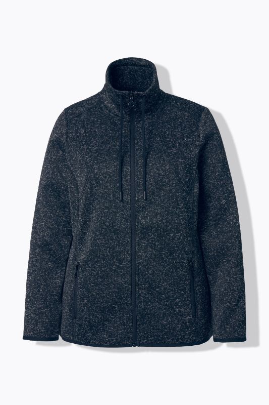 Veste en maille polaire, motif losantes, col montant et poches zippées