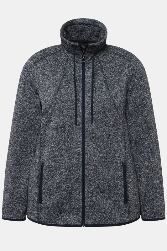 Veste en maille polaire, motif losantes, col montant et poches zippées