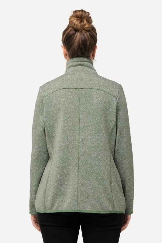 Veste en maille polaire, motif losantes, col montant et poches zippées