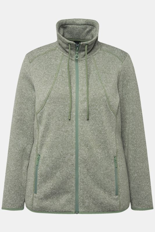 Veste en maille polaire, motif losantes, col montant et poches zippées