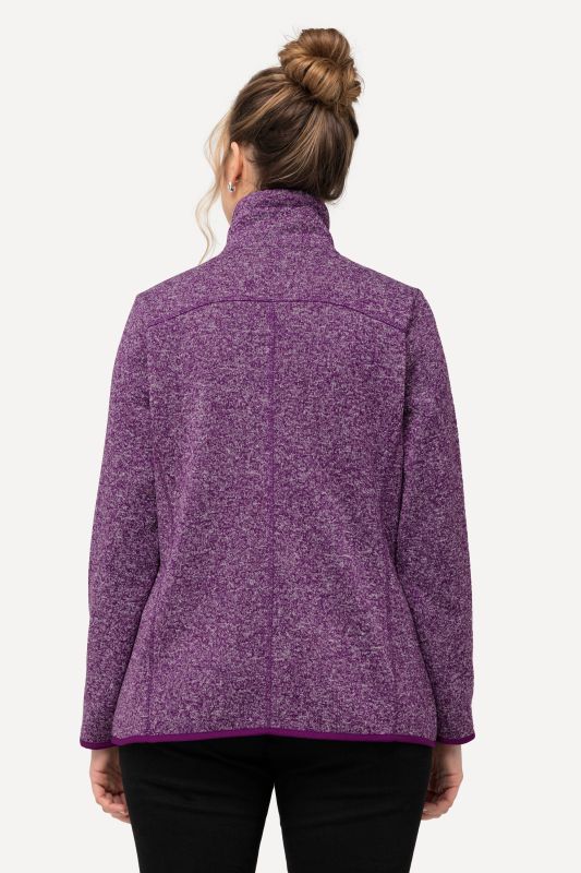 Veste en maille polaire, motif losantes, col montant et poches zippées