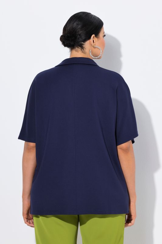 Sweat-shirt oversize à manches courtes, col chemise