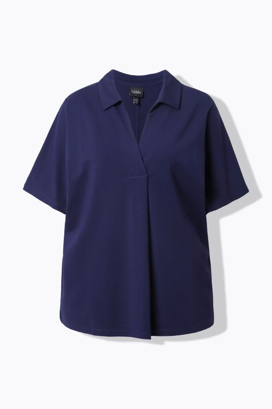 Sweat-shirt oversize à manches courtes, col chemise