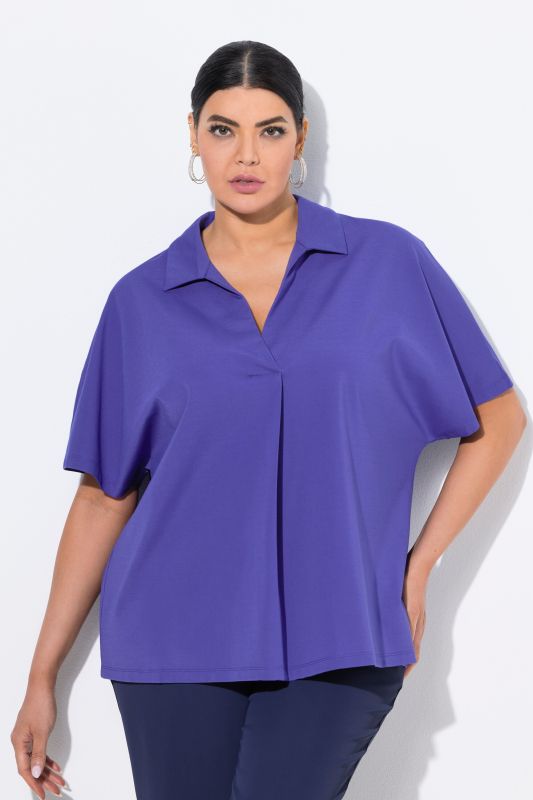 Sweat-shirt oversize à manches courtes, col chemise