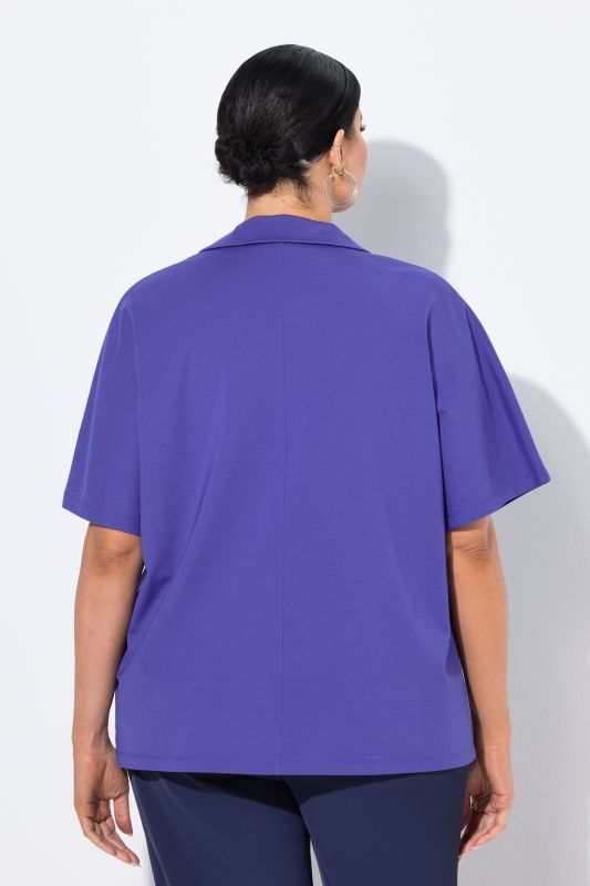 Sweat-shirt oversize à manches courtes, col chemise
