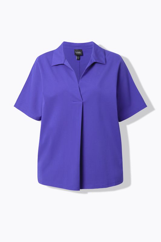 Sweat-shirt oversize à manches courtes, col chemise