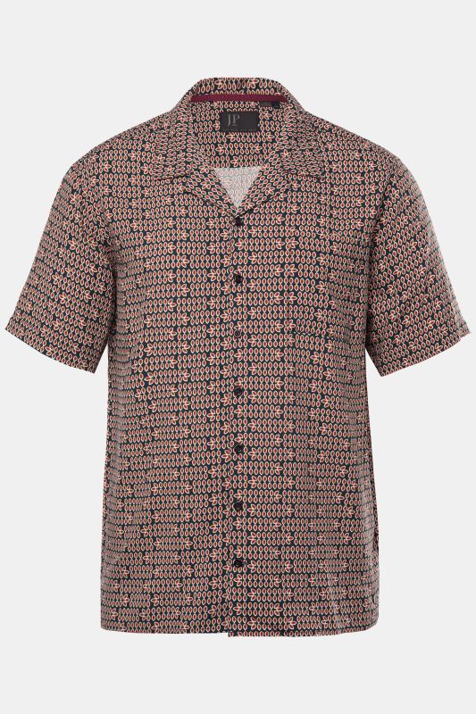 Chemise JP 1880 en viscose, manches courtes, col cubain et imprimé all-over, coupe Cuba-Fit - jusqu'au 8 XL