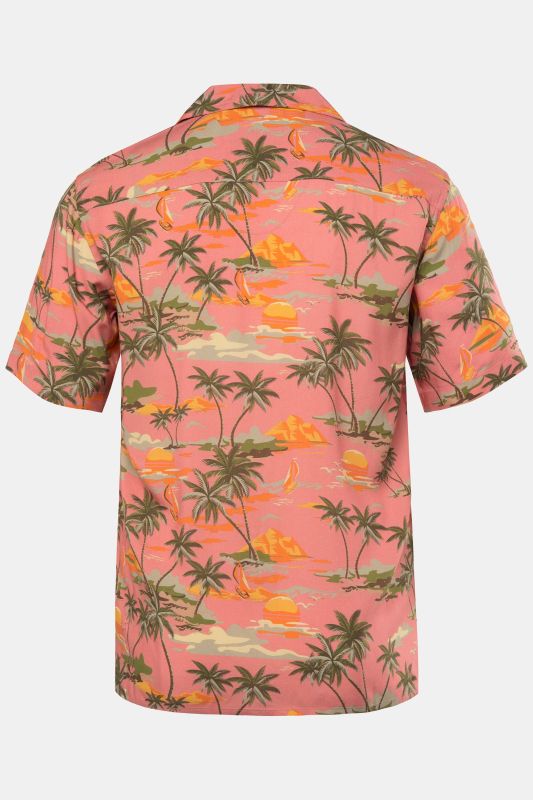 Chemise JP 1880 en viscose, manches courtes, col cubain et imprimé all-over, coupe Cuba-Fit - jusqu'au 8 XL
