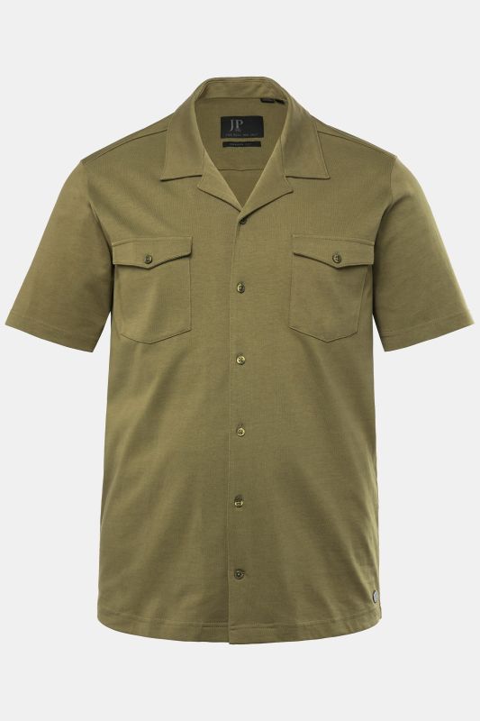 Chemise JP 1880 en jersey, manches courtes et col cubain, coupe Cuba-Fit - jusqu'au 8 XL