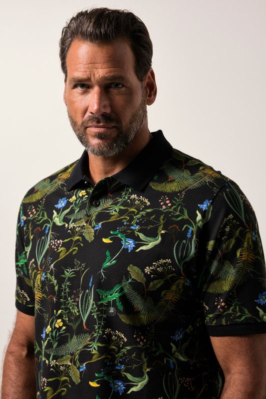 Polo JP 1880 FLEXNAMIC®, manches courtes et imprimé all-over - jusqu'au 8 XL