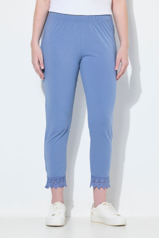 Leggings 7/8, lot de 2, ourlet en dentelle, coton bio