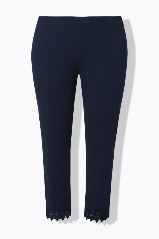 Leggings 7/8, lot de 2, ourlet en dentelle, coton bio