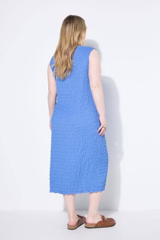 Robe midi sans manches, tissu texturé, coupe Straight Shape