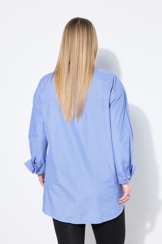 Chemisier oversize à rayures, poche brodée