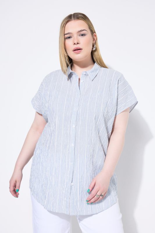 Blouse oversize, tissu texturé à rayures