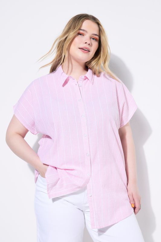 Blouse oversize, tissu texturé à rayures
