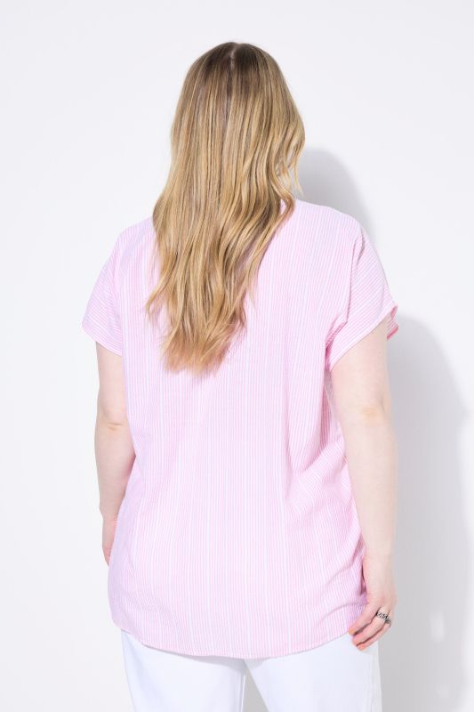 Blouse oversize, tissu texturé à rayures