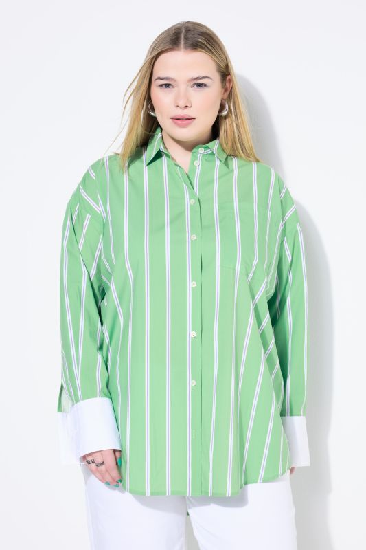 Chemisier rayé oversize, manches longues